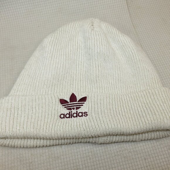 Adidas Unisex Trefoil Logo Knit Cuffed Beanie Cream Knit Cap Acrylic Hat OS - Picture 1 of 7